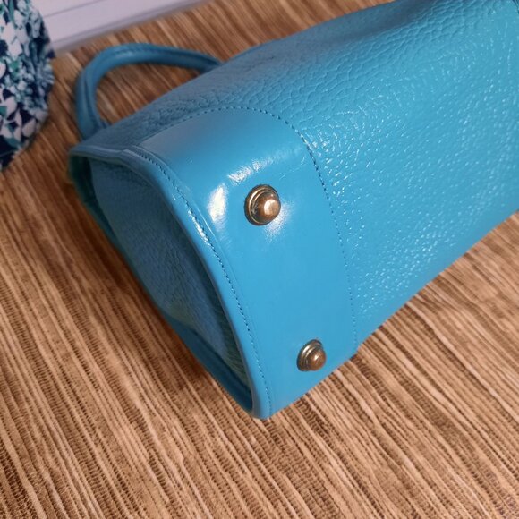 Dooney & Bourke Blue Carpet Bag Hand Painted Turquoise Crossbody Bag Vintage - Picture 5 of 16